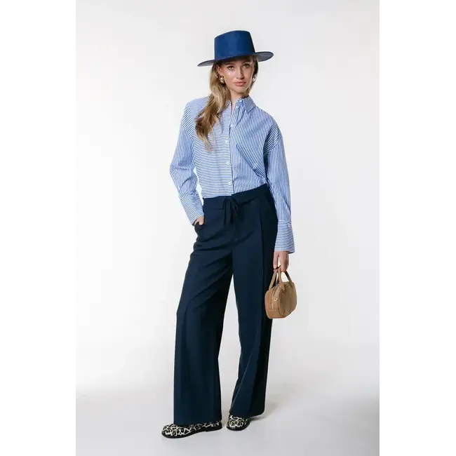 Colourful Rebel COLOURFUL REBEL - TALIA STRIPED BLOUSE - WHITE/BLUE