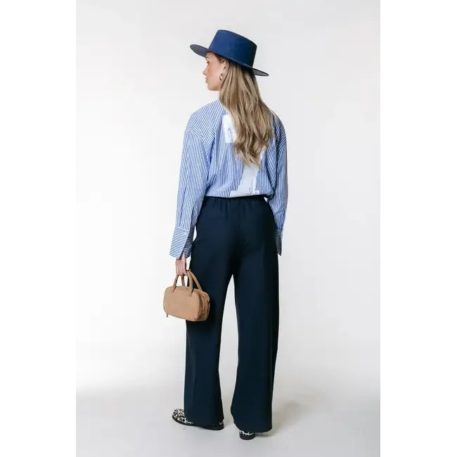 Colourful Rebel COLOURFUL REBEL - TALIA STRIPED BLOUSE - WHITE/BLUE