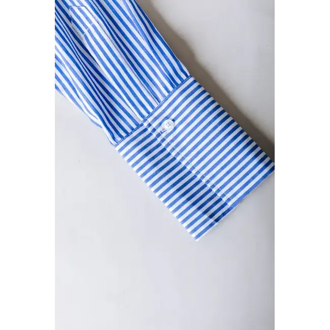 Colourful Rebel COLOURFUL REBEL - TALIA STRIPED BLOUSE - WHITE/BLUE