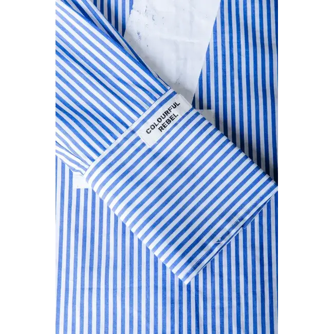 Colourful Rebel COLOURFUL REBEL - TALIA STRIPED BLOUSE - WHITE/BLUE