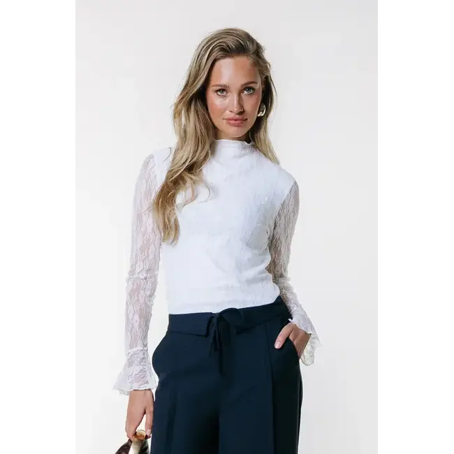 Colourful Rebel COLOURFUL REBEL - NENA LACE TOP - OFF WHITE