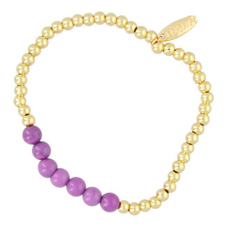 Fushi FUSHI - ARMBAND HALFEDELSTEEN AGAAT MET GOUDEN BALLETJES - PAARS