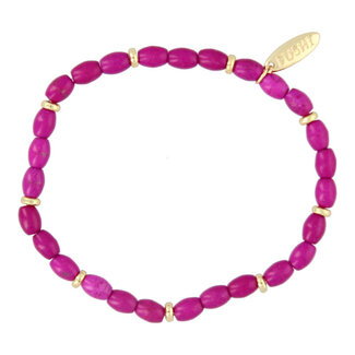 Fushi FUSHI - ARMBAND DYED TURQOISE OVAAL EN 14krt SCHIJFJES - PAARS