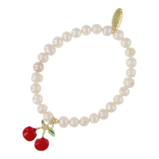 Fushi FUSHI - ARMBAND ZOETWATERPAREL MET KERSEN HANGER