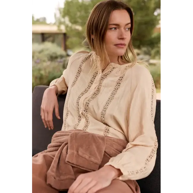 Indi&Cold INDI & COLD - DOUBLE-GAUZE LACE SHIRT - PETAL