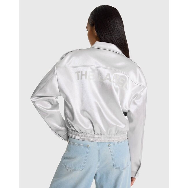Alix The Label ALIX THE LABEL - LADIES WOVEN SHINY ARTWORK JACKET - SILVER