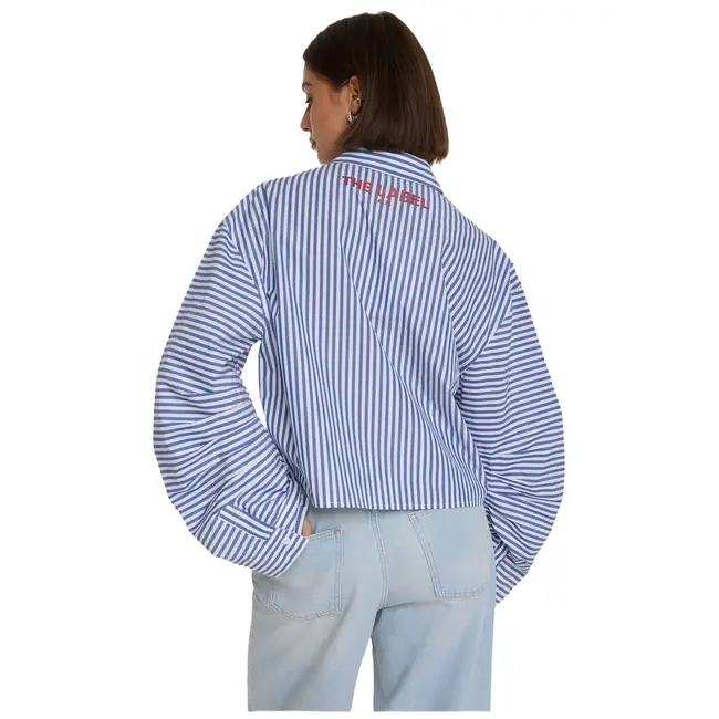 Alix The Label ALIX THE LABEL - LADIES WOVEN FANCY STRIPED BLOUSE - ROYAL BLUE