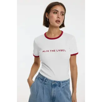 Alix The Label ALIX THE LABEL - LADIES KNITTED RINGER T-SHIRT - SOFT WHITE