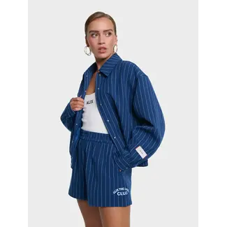 Alix The Label ALIX THE LABEL - LADIES WOVEN CLEAN STRIPED BOMBER - NIGHT BLUE