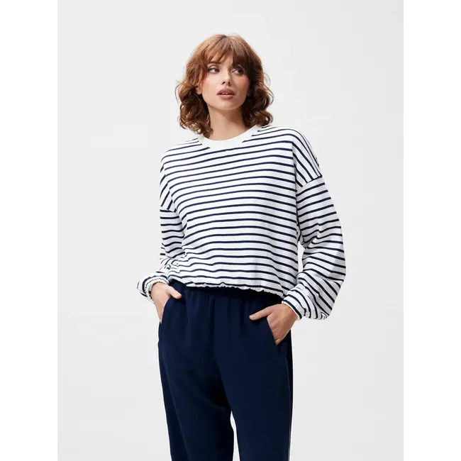 Catwalk Junkie CATWALK JUNKIE - STRIPED SWEATER WITH ELASTIC HEMS - NAVY BLAZER