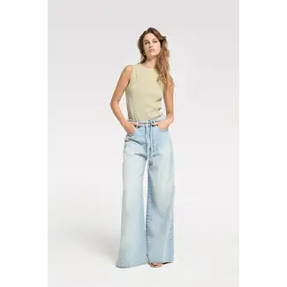 Homage HOMAGE - EXTRA WIDE LEG JEANS WITH CORD  -  BLUE USED