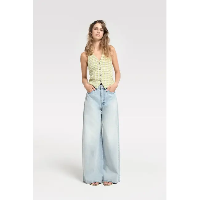 Homage HOMAGE - EXTRA WIDE LEG JEANS WITH CORD  -  BLUE USED