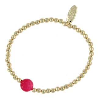 Fushi FUSHI - ARMBAND HALFEDELSTEEN RED JADE 14KRT - BORDEAUX