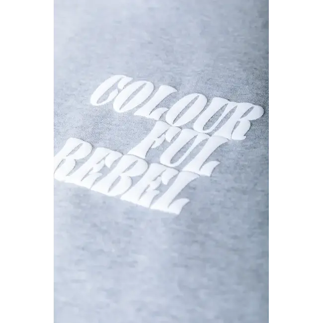 Colourful Rebel COLOURFUL REBEL - POPLIN CUFF DROPPED SHOULDER SWEAT - LIGHT GREY MELANGE