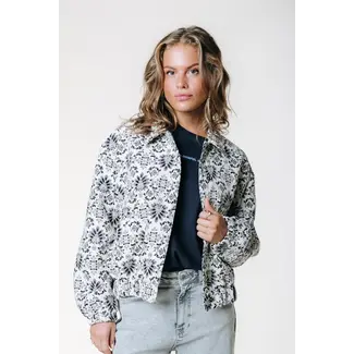 Colourful Rebel COLOURFUL REBEL - BENTE FLOWER JAQUARD BOMBER JACKET - OFF WHITE