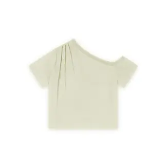 Homage HOMAGE - OFFSHOULDER TOP WITH PLEATS - PISTACHIO
