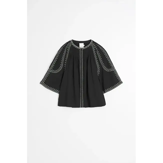 Indi&Cold INDI & COLD - BELL SLEEVE BLOUSE - BLACK