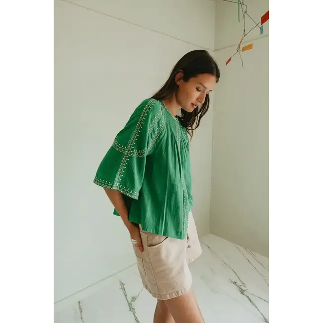 Indi&Cold INDI & COLD - BELL SLEEVE BLOUSE - GROEN