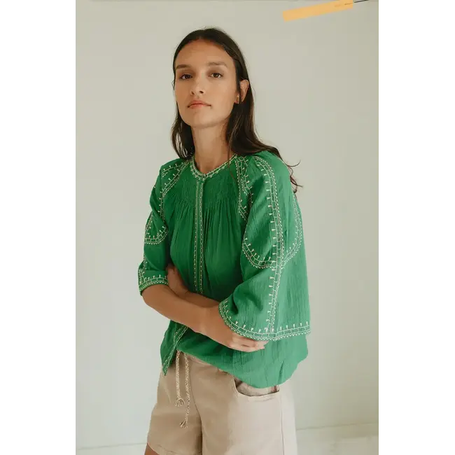 Indi&Cold INDI & COLD - BELL SLEEVE BLOUSE - GROEN