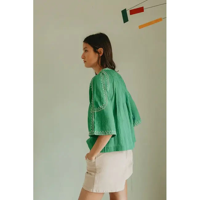 Indi&Cold INDI & COLD - BELL SLEEVE BLOUSE - GROEN