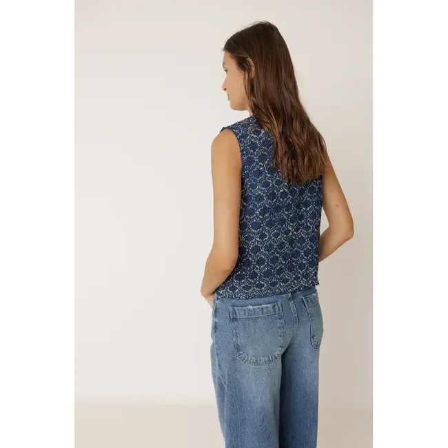 Indi&Cold INDI & COLD - ELASTIC VEST WITH TIE - INDIGO