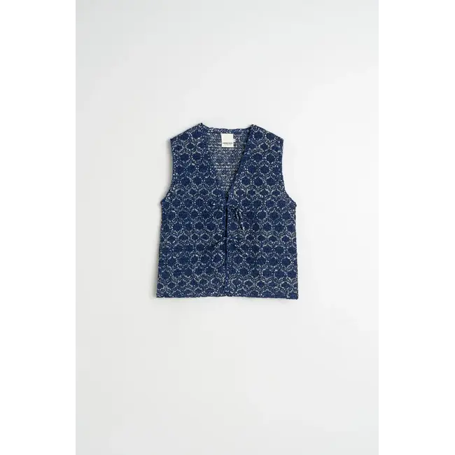 Indi&Cold INDI & COLD - ELASTIC VEST WITH TIE - INDIGO