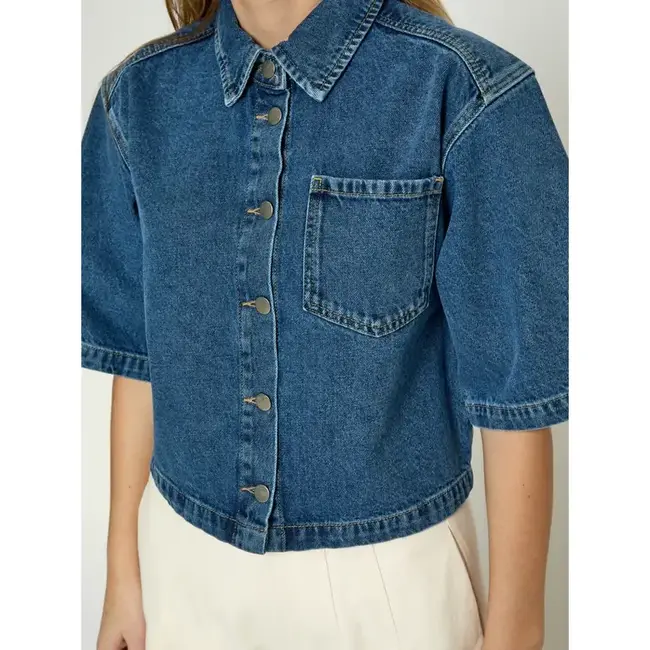Minus MINUS - MSKADDI CROPPED SHIRT - MID BLUE DENIM