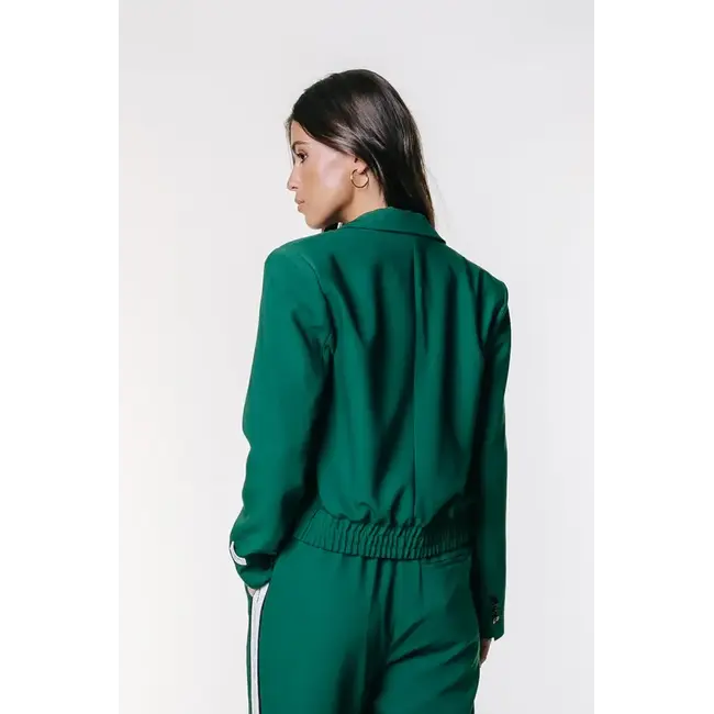 COLOURFUL REBEL - ZOE GATHERED BOTTOM BLAZER - GREEN