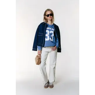 Colourful Rebel COLOURFUL REBEL - CR 33 WASHED BASEBALL SWEAT - MEDIUM BLUE