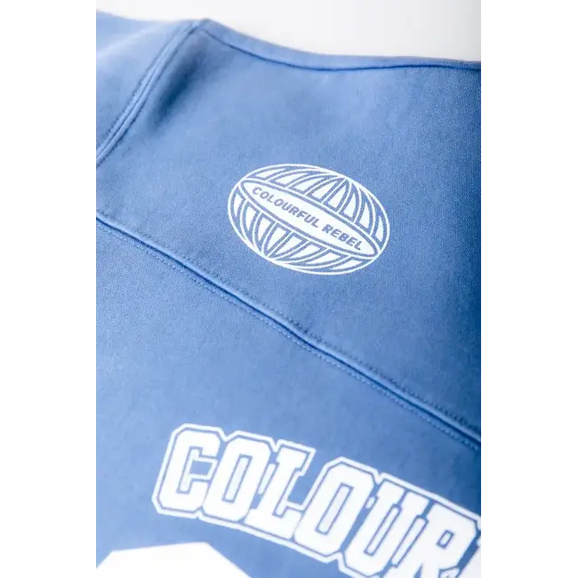 Colourful Rebel COLOURFUL REBEL - CR 33 WASHED BASEBALL SWEAT - MEDIUM BLUE