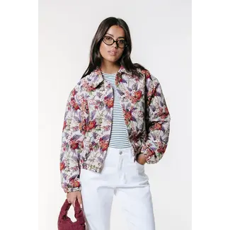 Colourful Rebel COLOURFUL REBEL - BENTE FLOWER JAQUARD BOMBER JACKET - OFF WHITE