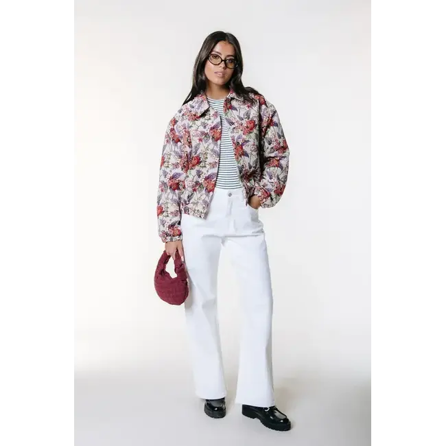 Colourful Rebel COLOURFUL REBEL - BENTE FLOWER JAQUARD BOMBER JACKET - OFF WHITE