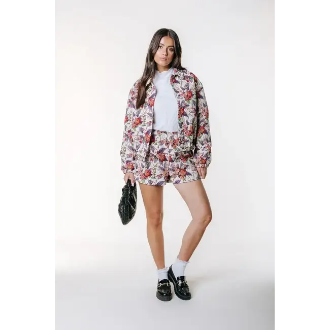 Colourful Rebel COLOURFUL REBEL - BENTE FLOWER JAQUARD BOMBER JACKET - OFF WHITE