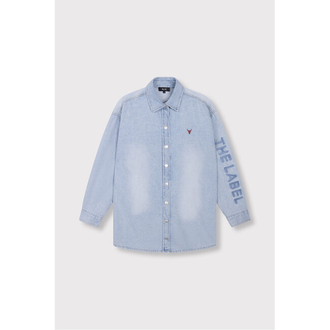 Alix The Label ALIX THE LABEL - LADIES WOVEN FLOWY DENIM OVERSIZED BLOUSE - LIGHT BLUE DENIM