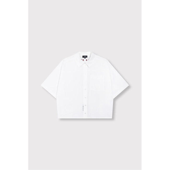 Alix The Label ALIX THE LABEL - LADIES WOVEN CLEAN POPLIN SHORTSLEEVE BLOUSE - SOFT WHITE