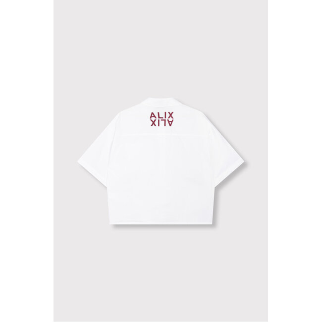 Alix The Label ALIX THE LABEL - LADIES WOVEN CLEAN POPLIN SHORTSLEEVE BLOUSE - SOFT WHITE
