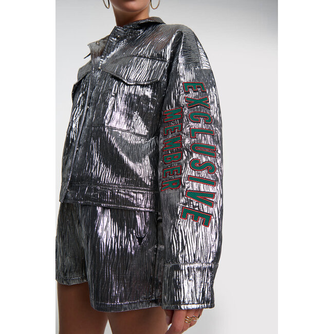 Alix The Label ALIX THE LABEL - LADIES WOVEN SILVER ARTWORK JACKET - SILVER