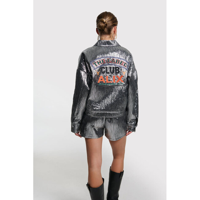 Alix The Label ALIX THE LABEL - LADIES WOVEN SILVER ARTWORK JACKET - SILVER