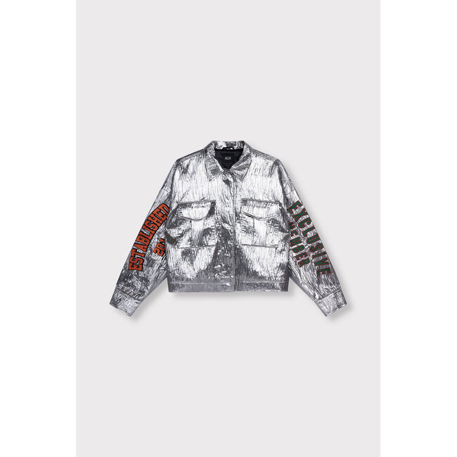 Alix The Label ALIX THE LABEL - LADIES WOVEN SILVER ARTWORK JACKET - SILVER