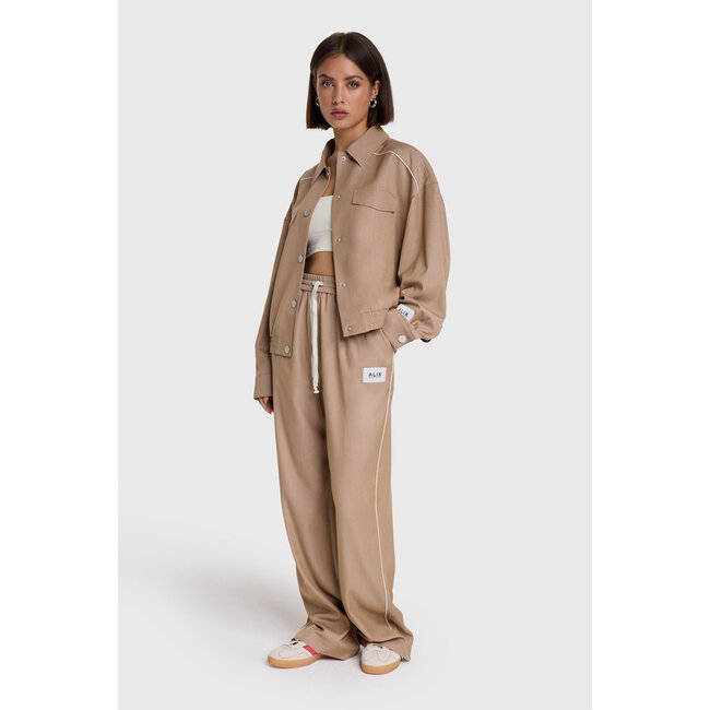 Alix The Label ALIX THE LABEL - LADIES WOVEN 2 TONE PANTS - CAMEL
