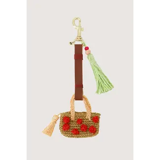 Zusss ZUSSS - SLEUTEL/TAS HANGER MET GEHAAKT TASJE - ASH RED