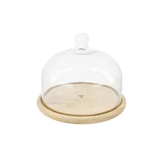 Zusss ZUSSS - STOLP GLAS OP HOUTEN PLATEAU HARTJE