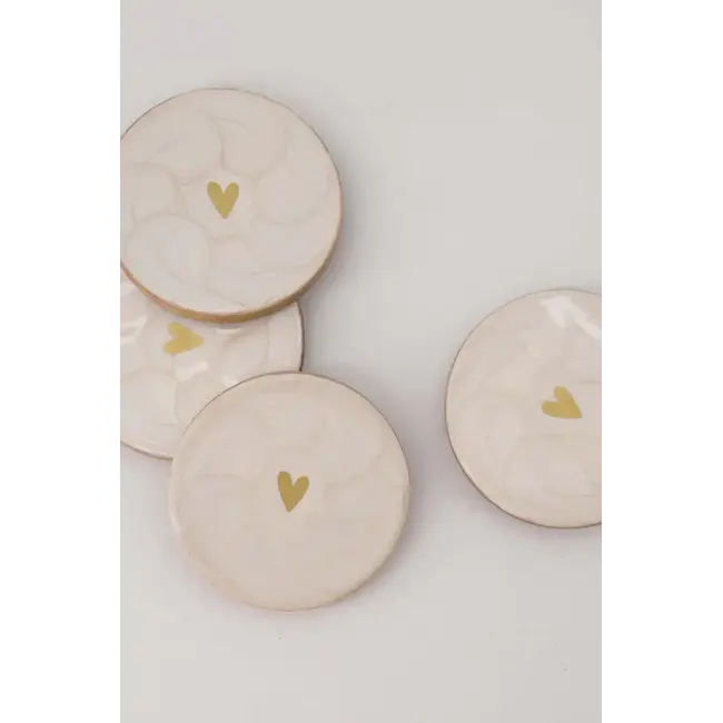 Zusss ZUSSS - SET VAN 4 ONDERZETTERS PARELMOER HARTJE