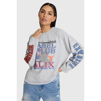 Alix The Label ALIX THE LABEL - LADIES KNITTED FANCY PRINT LONGSLEEVE - LIGHT GREY MELANGE