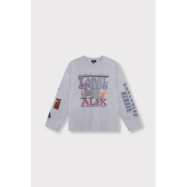 Alix The Label ALIX THE LABEL - LADIES KNITTED FANCY PRINT LONGSLEEVE - LIGHT GREY MELANGE