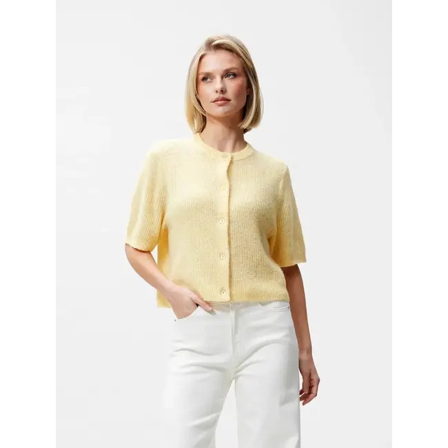 Catwalk Junkie CATWALK JUNKIE - SHORT SLEEVE KNITTED CARDIGAN - MELLOW YELLOW
