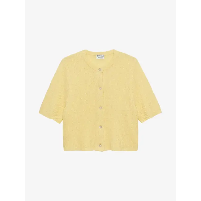 Catwalk Junkie CATWALK JUNKIE - SHORT SLEEVE KNITTED CARDIGAN - MELLOW YELLOW