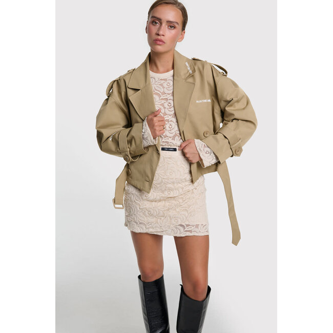 Alix The Label ALIX THE LABEL - LADIES WOVEN SHORT ALIX TRENCHCOAT - CAMEL