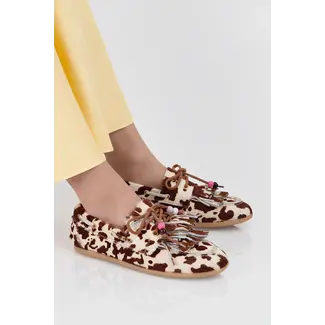 DWRS DWRS - LATTY FRINGES COW HAIR ON - OFF WHITE/COGNAC