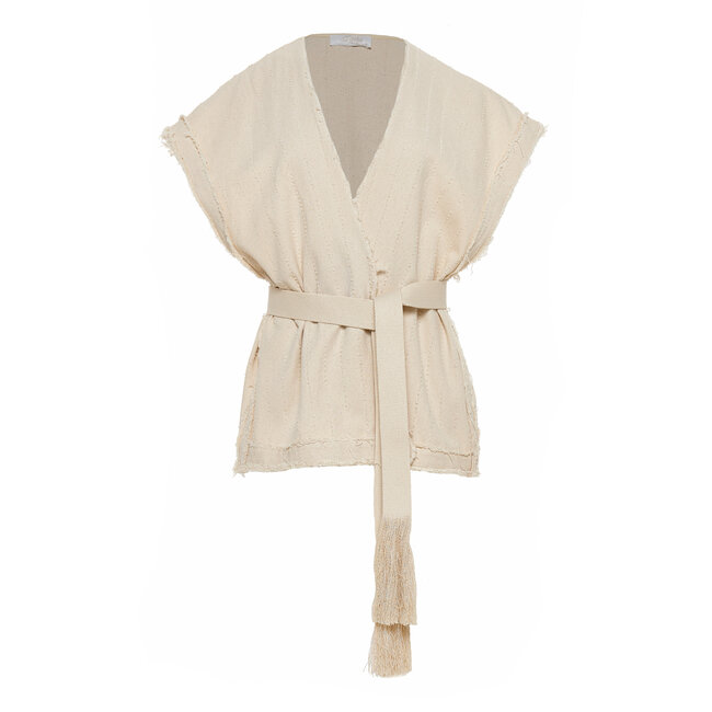 Devotion TWINS DEVOTION - OLIVE TOP/GILET - OFF WHITE